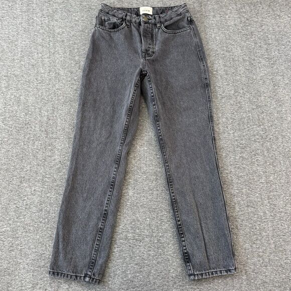 Sezane Brut Sexy Jeans Black Size 26x27 Button Fly Straight Ankle - Picture 1 of 11